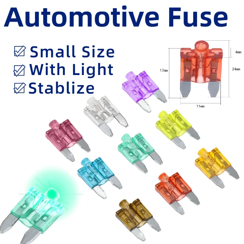 10PCS Small Size Automotive Fuse With Indicator Light Pilot Lamp Medium Fuse With Fusing Indication 5A/7.5A/10A/15A/20A/25A/30A