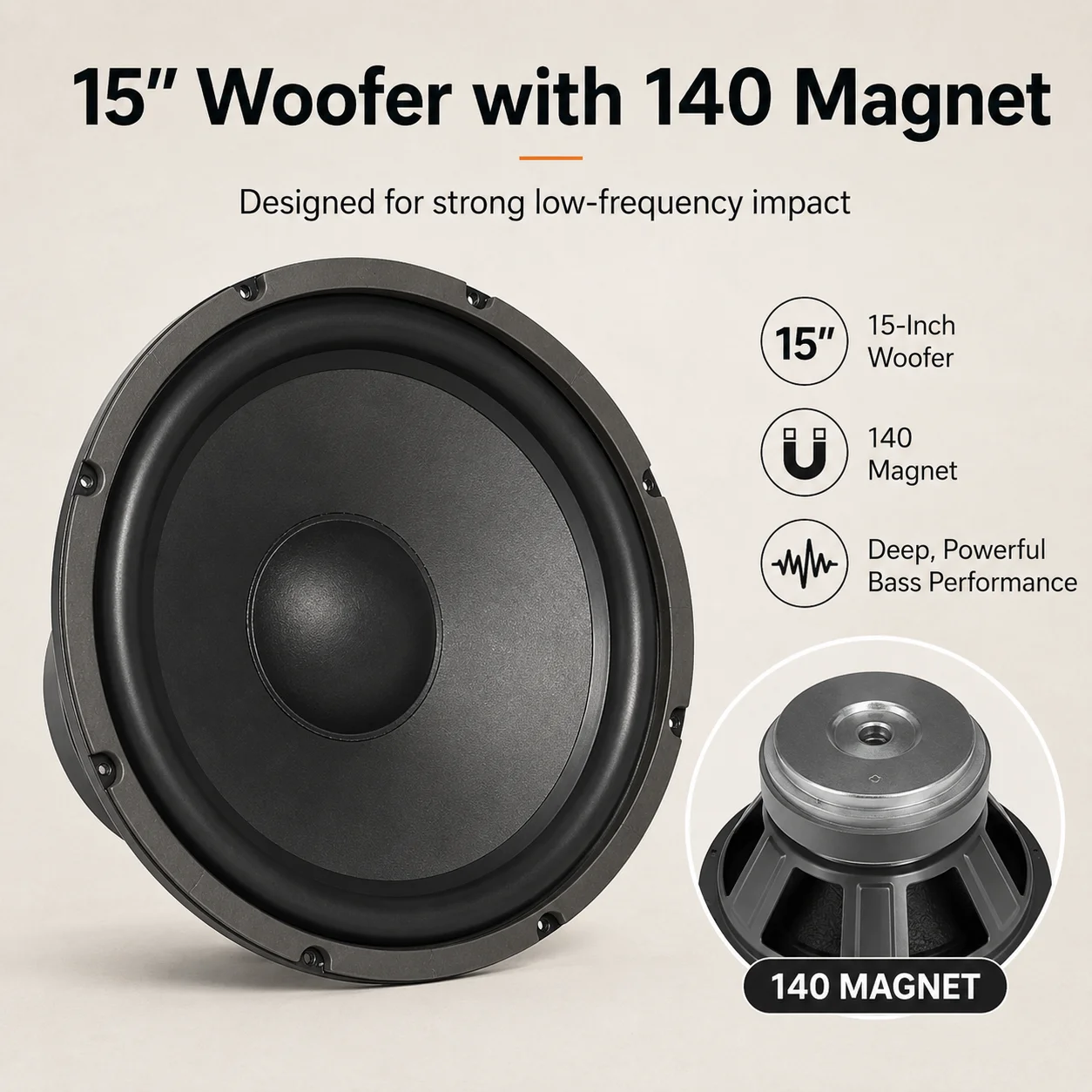 15インチアクティブサブウーファー 150-300W 6オーム低音スピーカー 40
