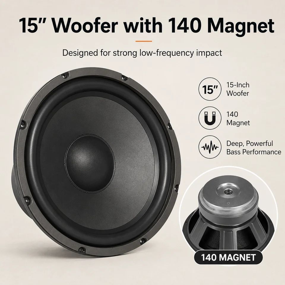 15インチアクティブサブウーファー 150-300W 6オーム低音スピーカー 40