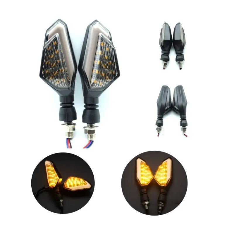 1pair Universal Mini LED Motorcycle Flowing Turn Signal Lights Motorbike Turning Indicators Daytime Running Lights Brake