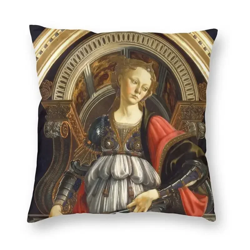 Sandro Botticelli Fortitude Italian Painter Sofa Cushion Cover Famous Painting Artist Throw Pillow Case Decor Home Pillowcase