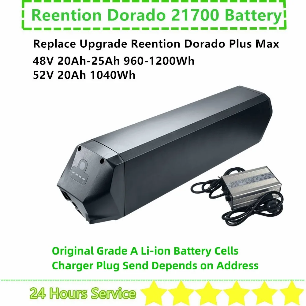 

Reention Dorado 21700 Ebike Battery Dorado Plus Max 48v 20ah 25ah 52v 20ah for Ariel Rider X-Class 52V Step-Thru Bakcou Mule