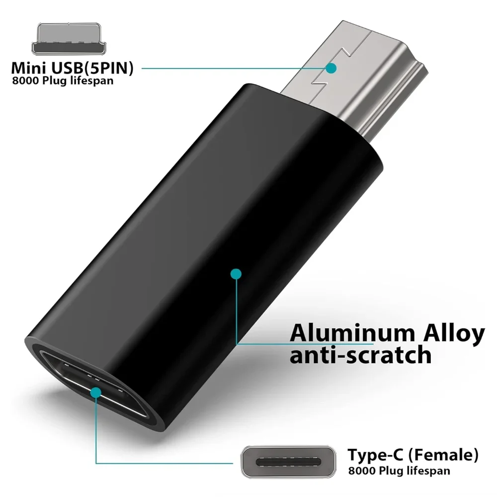 USB C to Mini USB Adapter (2/3/5 Pcs) C-Type Female Head to Mini USB Male Head Used for Mobile Phones PSP Cameras MP3 GPS R