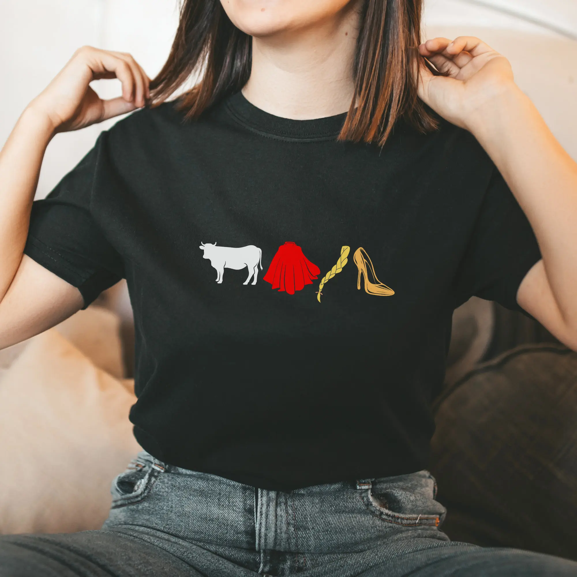 INTO THE WOODS Cow Cape Hair Slipper Fairy Tale Musical Broadway T Shirt | Sondheim Theater Kid Tee Lyrics Subtle Merch