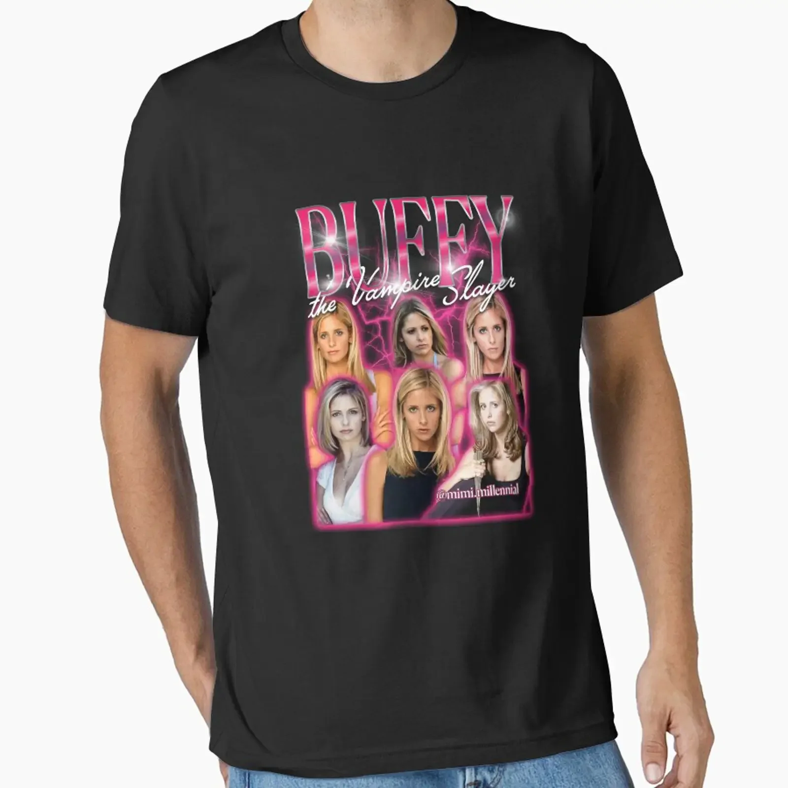 Buffy the Vampire Slayer 90s style designed and sold by carmenpexa vintage Washed Breathable Comfortable Slightly fashion