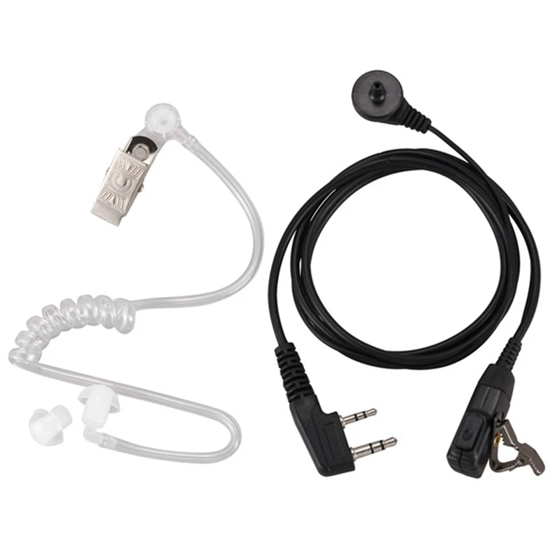 New-2PCS 2 Pin PTT MIC Headset Covert Acoustic Tube In-Ear Earpiece For Kenwood Baofeng UV-5R BF-888S CB Radio Accessories