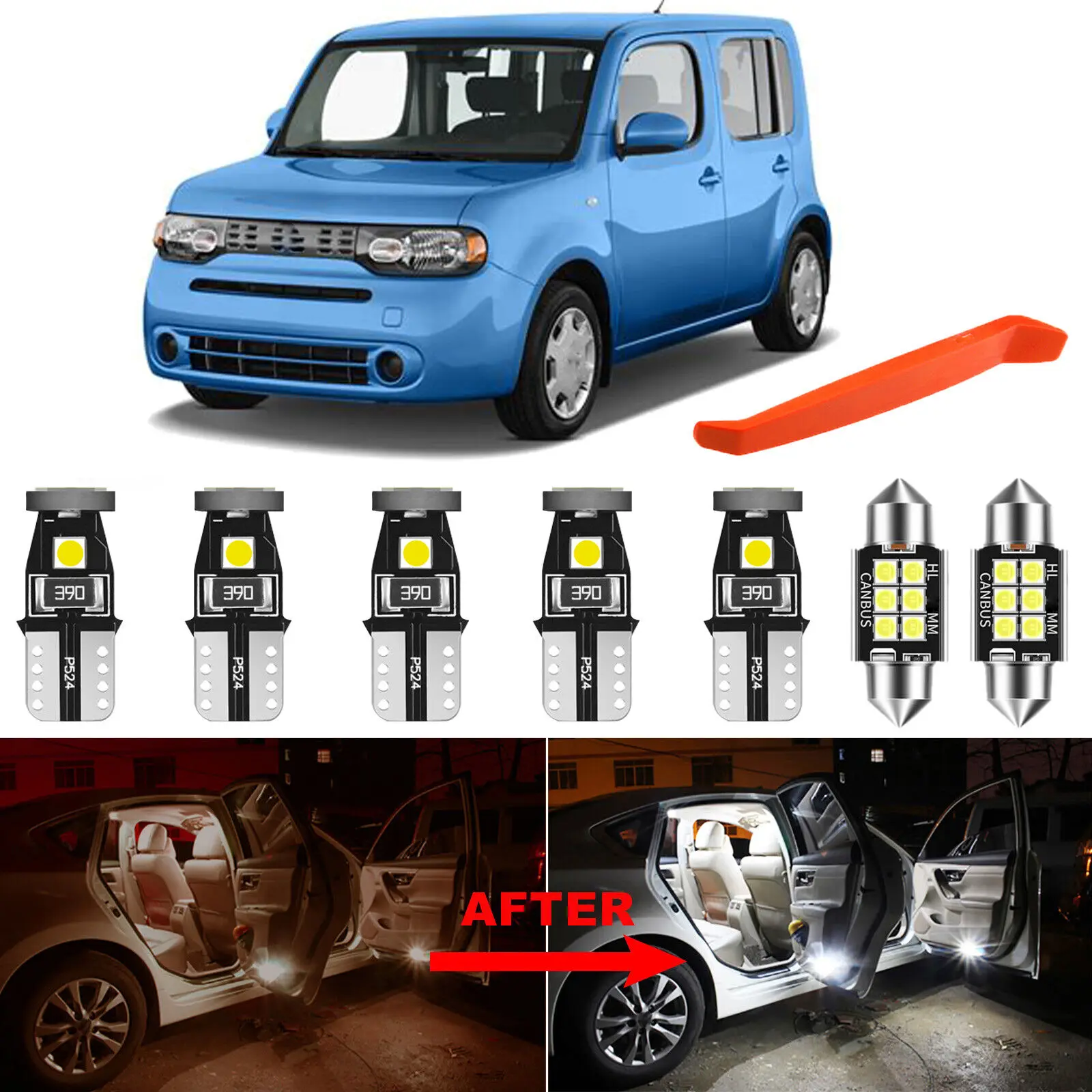 

Winetis 7Pcs 6000K White Interior LED Lights Replacement Package Kit For 2009-2015 Nissan Cube + Free Tool