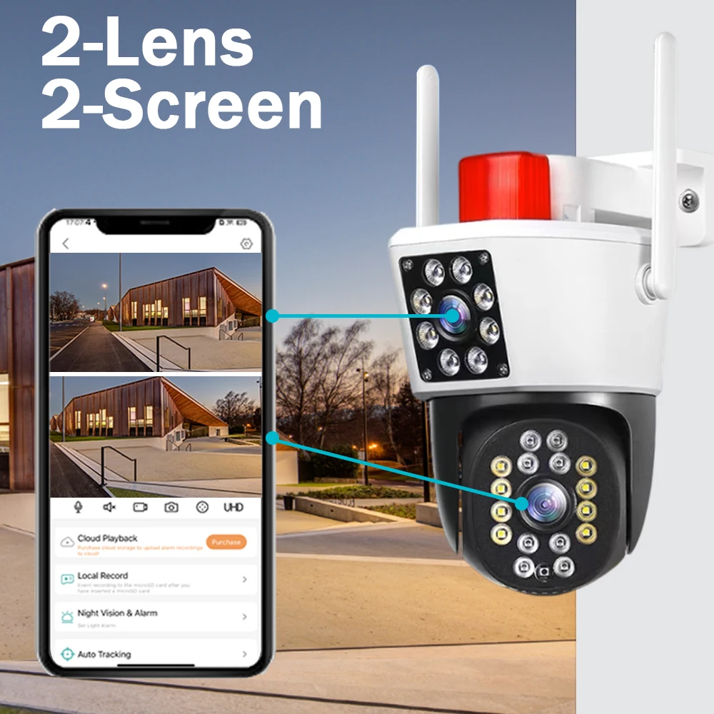 Imagem -02 - Mini Câmera de Vigilância por Vídeo ao ar Livre Proteção de Segurança Doméstica Lente Dupla Wifi ip Tela Dupla Ptz Cctv 8mp 4k