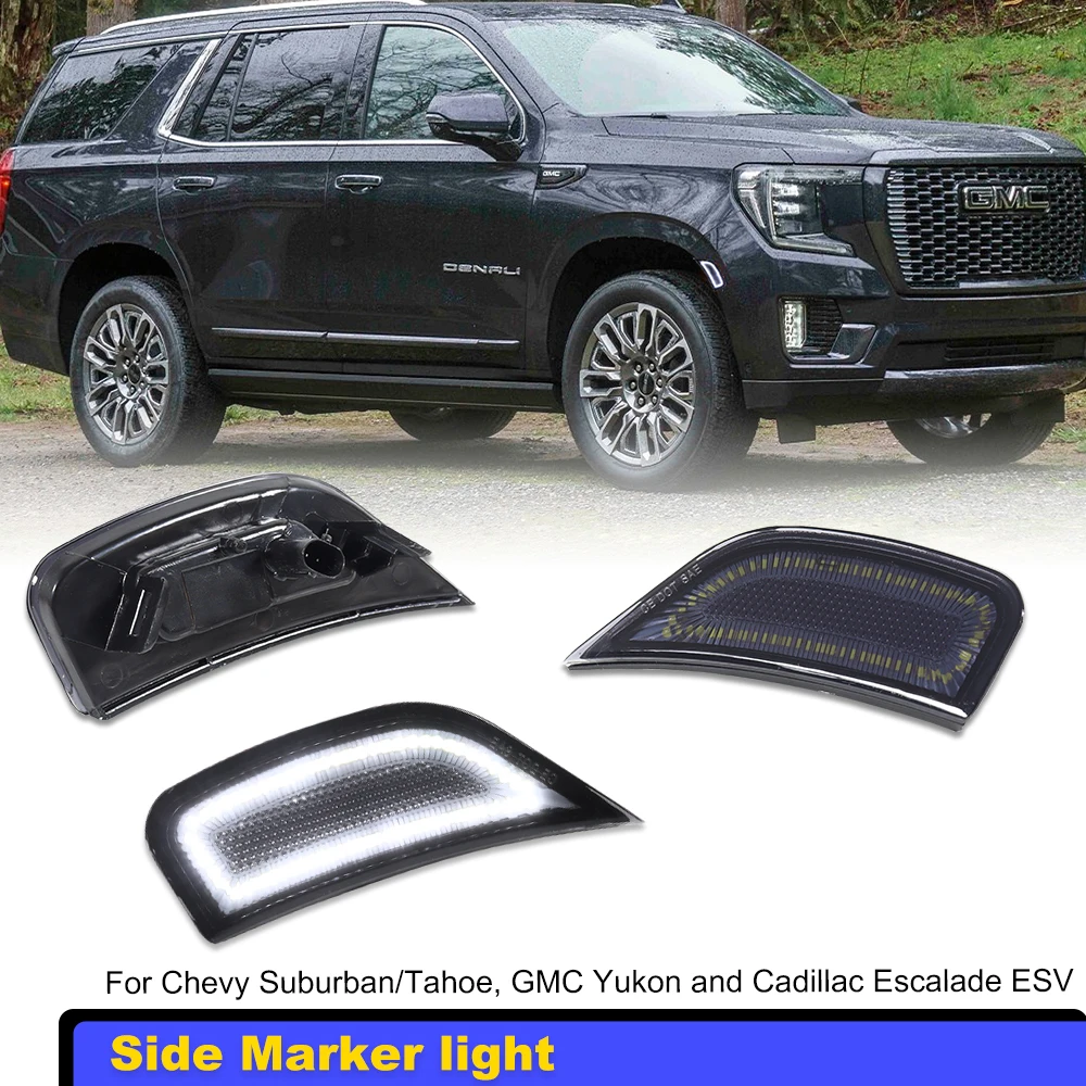 2 pces luzes de marcador laterais do arco da roda dianteira do carro para chevy suburban/tahoe, gmc yukon, para cadillac escalade esv luz de estacionamento, 21-2023