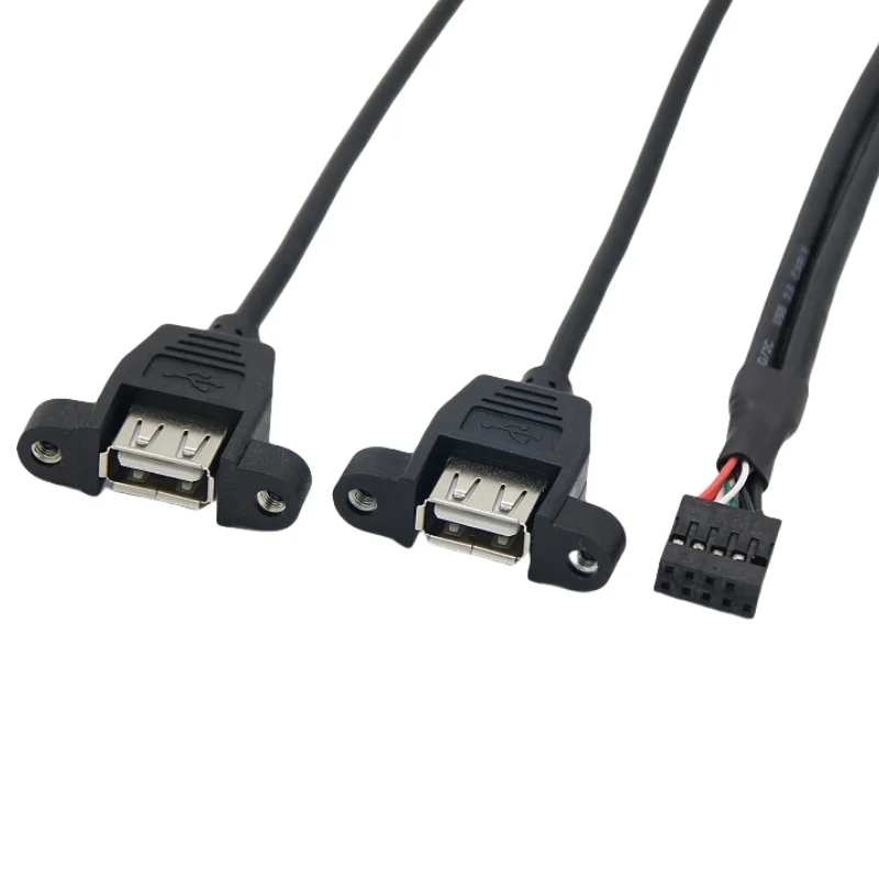 

USB-удлинительный кабель для материнской платы, 9-контактный разъем для материнской платы с двойной шиной USB, 9-контактный разъем USB на 2-портовый USB с винтовым отверстием