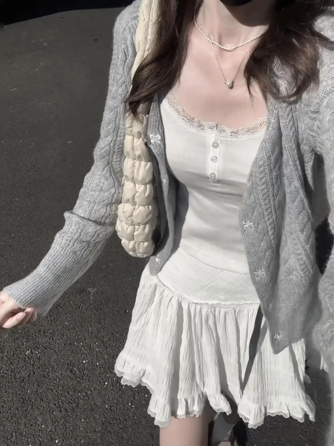 Korean Sle  Knot Tied Knitted Open Cardigan Women's College Sle Knitted Jaet Autumn Faion Women's Wear