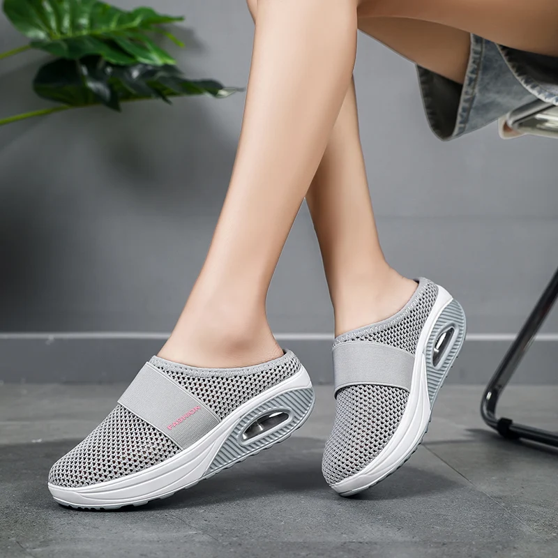 Women's Mesh Thick Soled Shoes Platform Sandals Fashionable Anti Slip Outdoor Beach Slippers Shoes Home Outdoor Women's Shoes