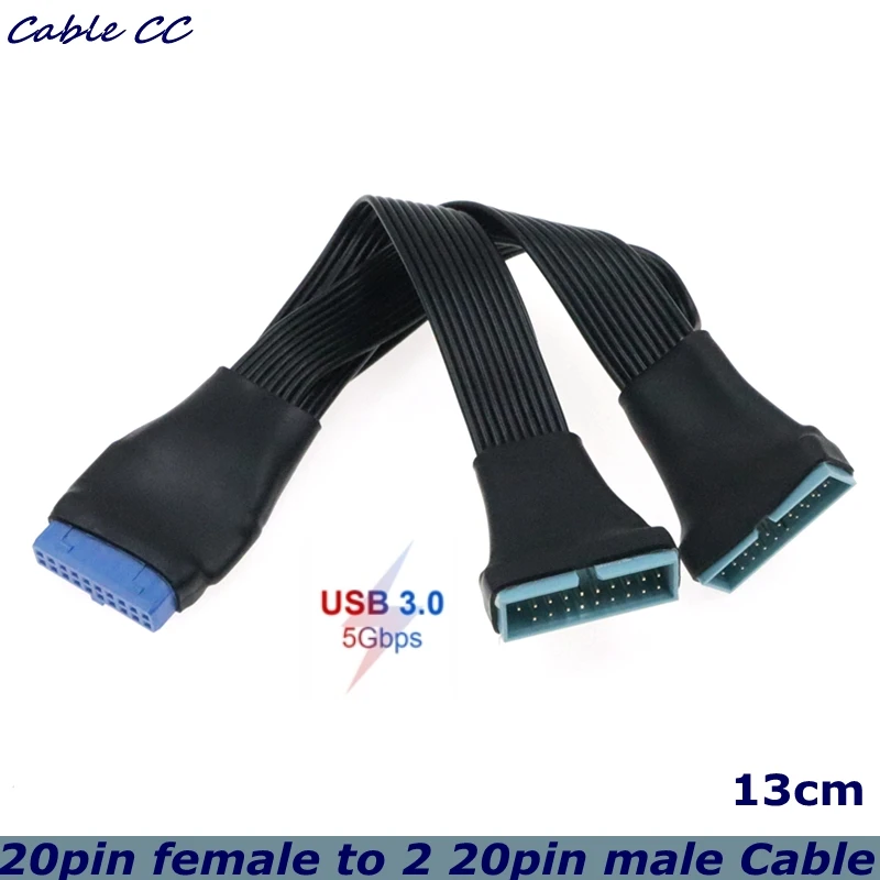 Mini USB 3.0 19Pin/20Pin Internal Extension Header 1 to 2 Adapter Splitter Cable for Motherboard