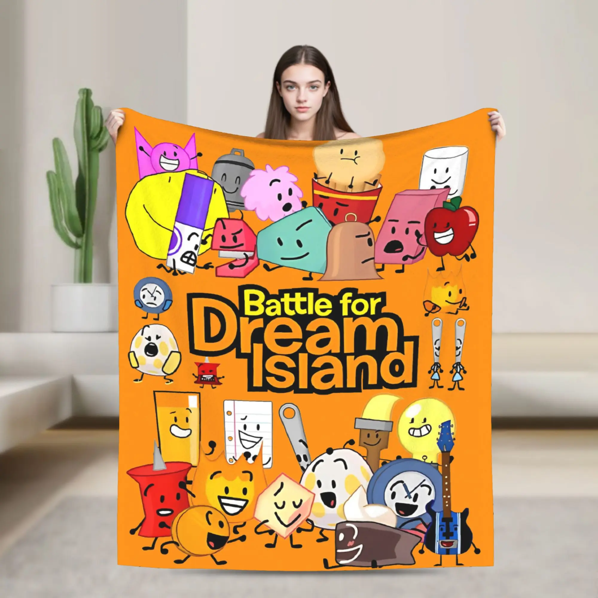 

Плюшевое винтажное мягкое одеяло-плед BFDI Inanimate Insanity Cartoon Battle for Dream Island для дома, летнее