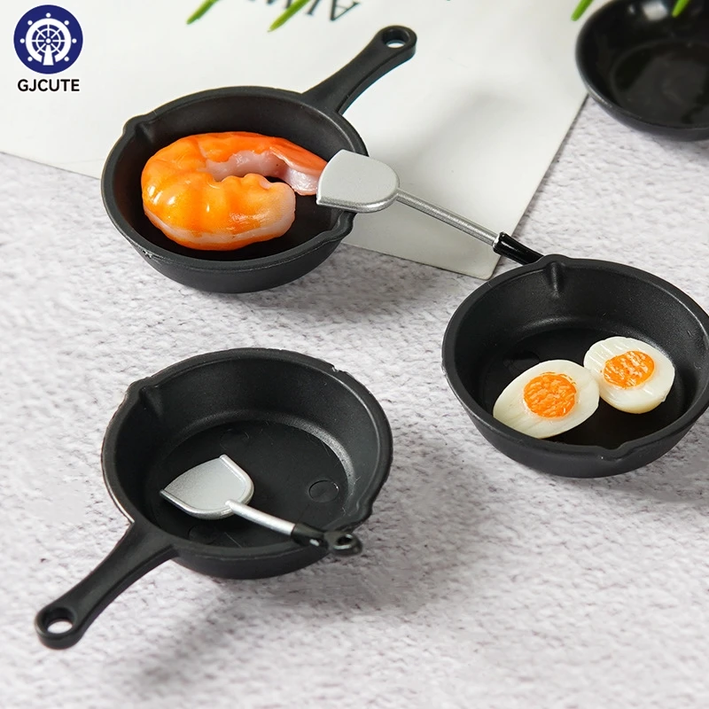 1set 1/12 Dollhouse Simulation Fry Pan Saucepan Model Dollhouse Miniature Kitchen Cookware Accessories Dolls House Decoration