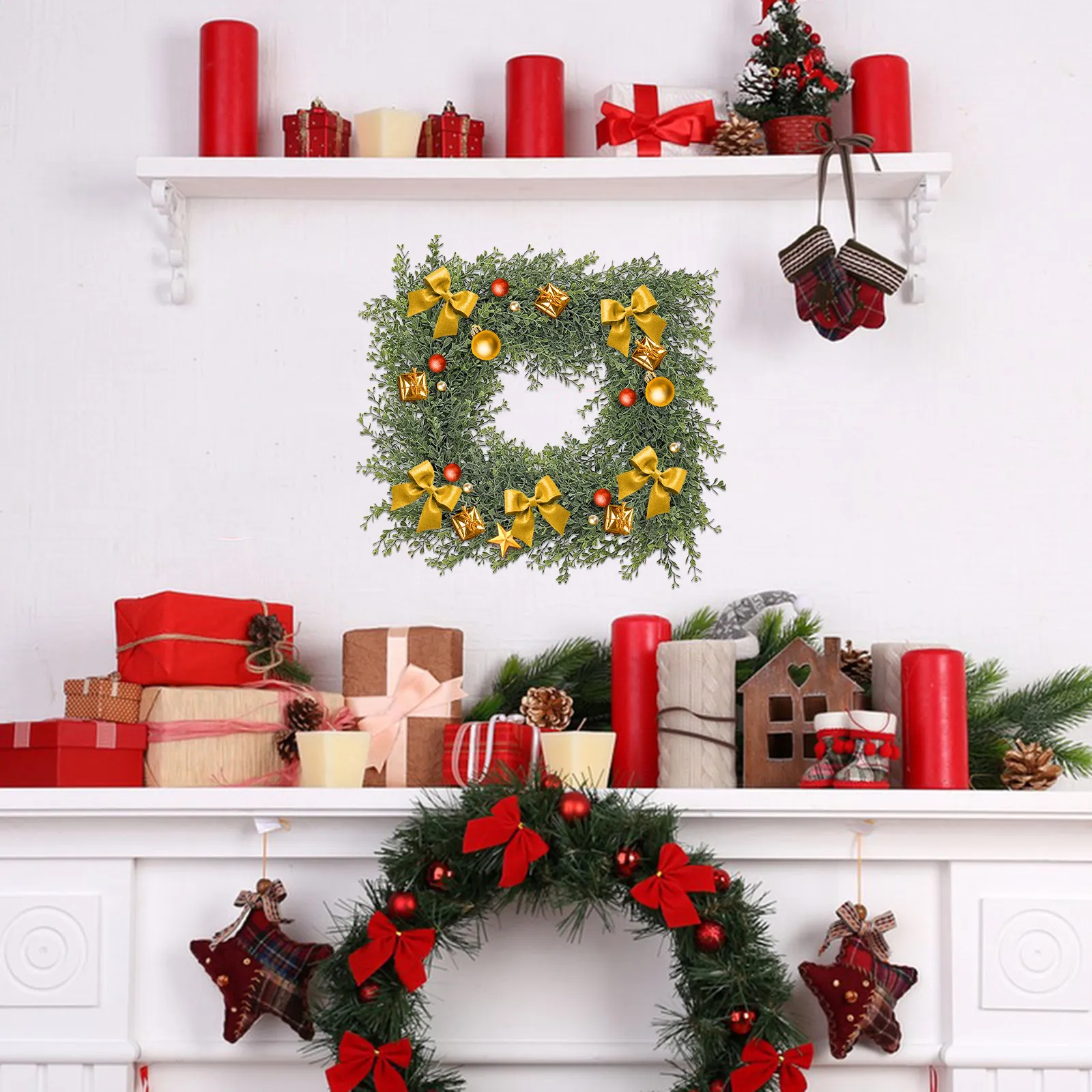 

Metal Square Wreath Frame Iron DIY Garlands Rack Unique Home Decor Accessory for Garden Porch Hanging Wreath Making Tool Kit