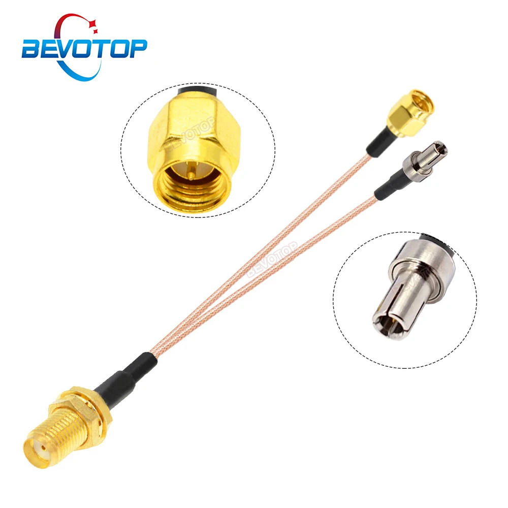 BEVOTOP SMA to TS9 Splitter Cable SMA Female to SMA TS9 Male Plug Combiner WIFI Antenna Extension Cable RG316 Pigtail Jumper