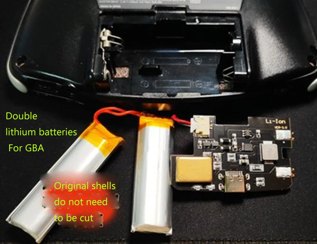 Rechargeable Battery Module 1800mAH Li-ion USB-C For Game Boy Advance Universal Lithium Battery Mod For GBA Highlight