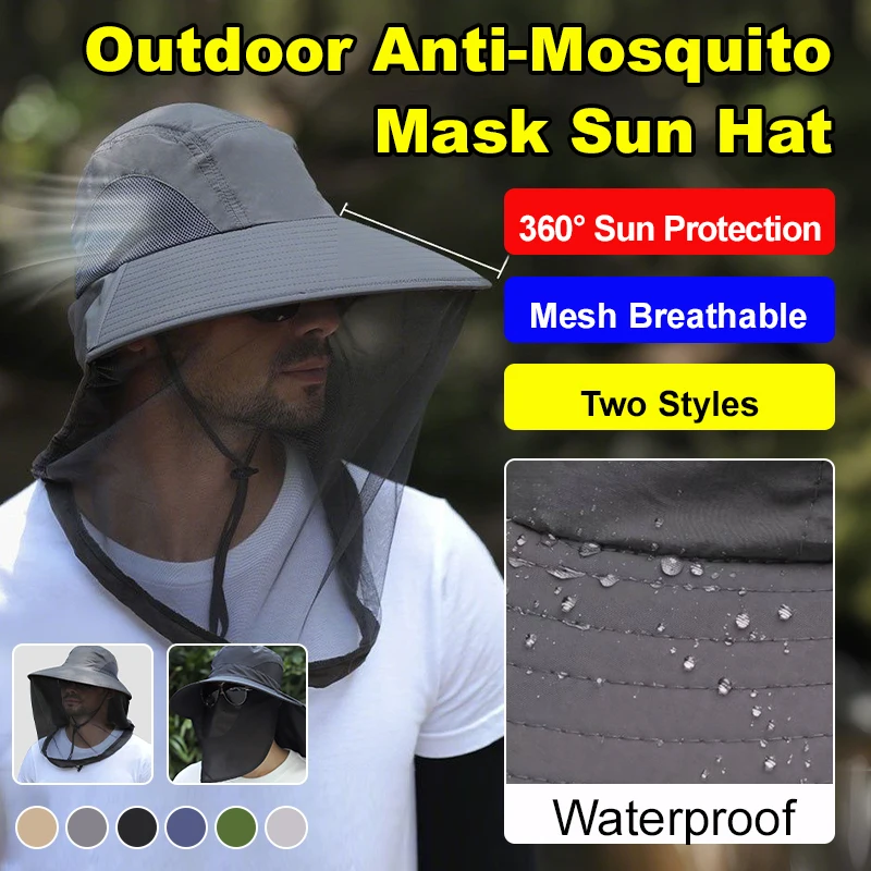 

Outdoor Sunscreen Face Shading Set Sun Hat Mosquito Mask