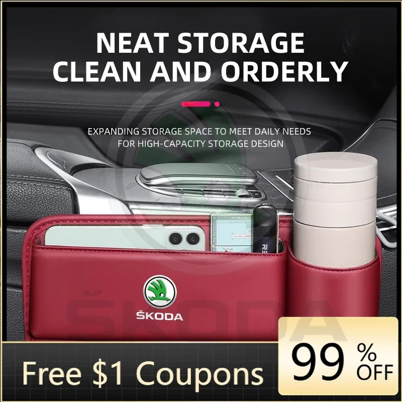 

Car Stickers 2025 Hot Car Seat Gap Filler Cup Holder Front Seat Console Side Pocket For Skoda Octavia 2 3 Rapid Kodiaq VisionS Y