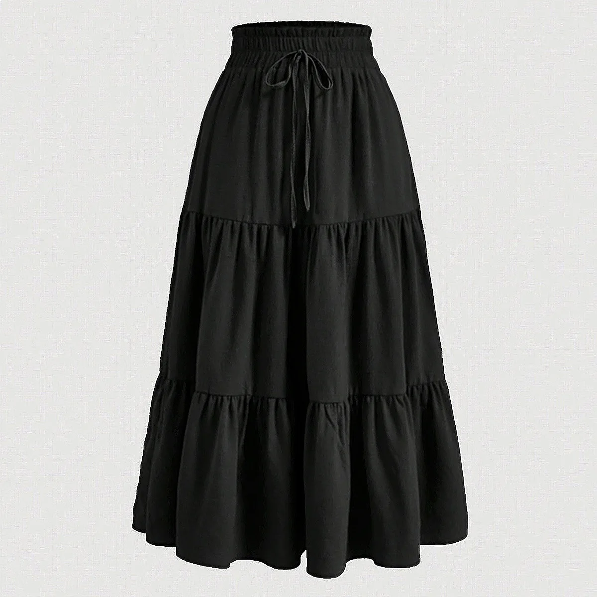 Floral Print Bohemian A-Line Skirt Layered Tiered Maxi Skirt Swing Dress