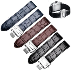 Premium-Grade Genuine Leather watch strap 20  23mm for cartier Santos strap Santos 100 men's and women's folding clasp watchband