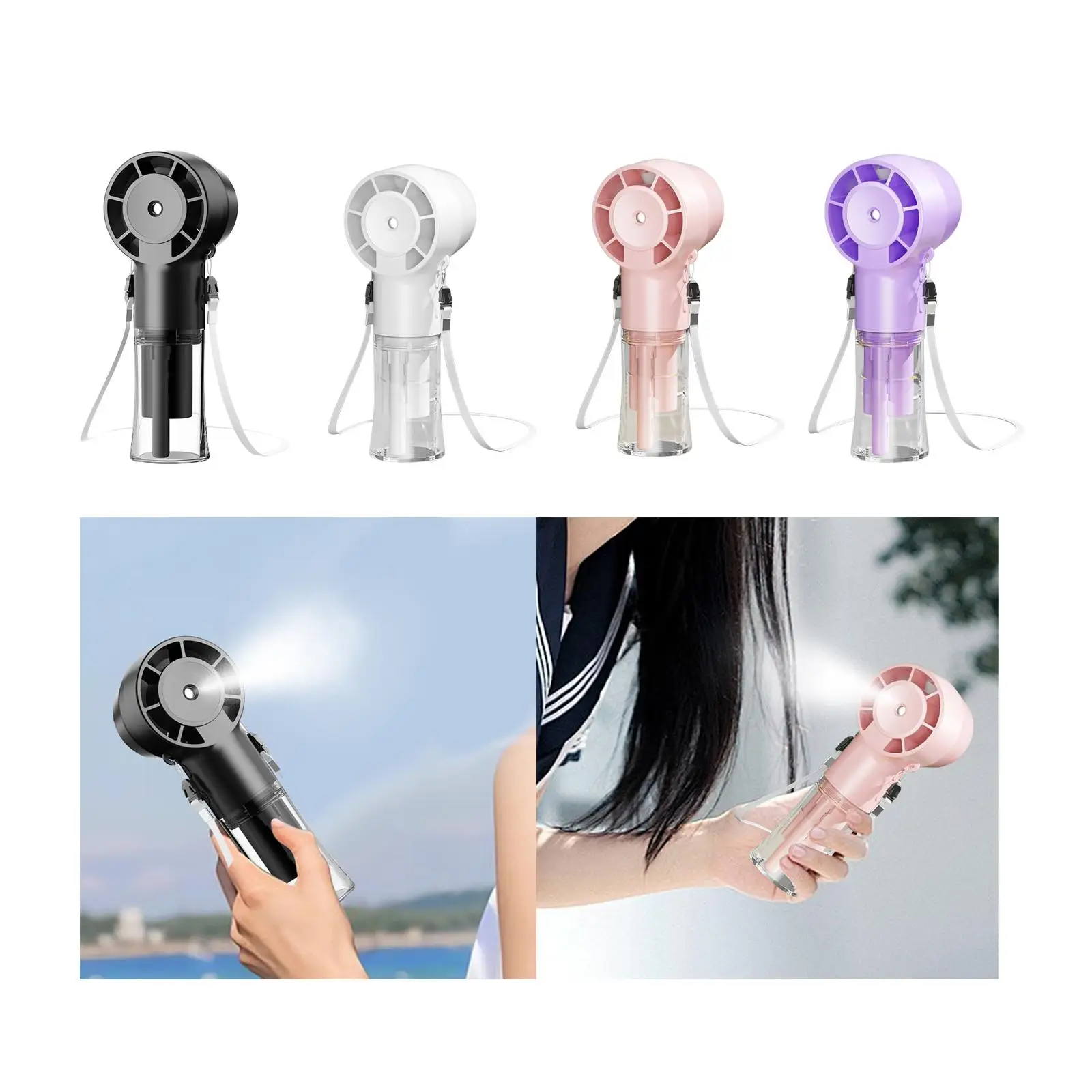 مروحة رش محمولة خفيفة الوزن ومحمولة بمنفذ USB للتخييم في الرحلة الخارجية