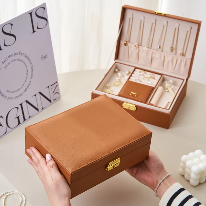 

5Pcs/lot Maillard Style Jewelry Box Large Capacity Storage Box Multi-functional Storage Necklace Ring Earring Jewelry Storage