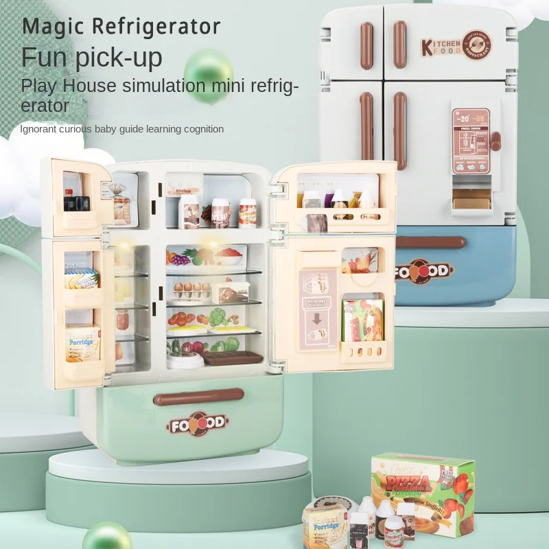 

Doki Mini Food Toy Kitchen Simulation Refrigerator Toy Kitchen Tableware Set With Light And Sound Girl Birthday Gift 2023