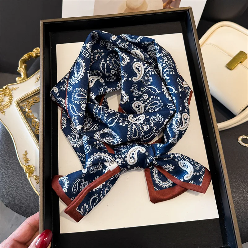 

Fashion Skinny Silk Scarf for Women Fashion Hair Ribbons Headbands Bandana Female Bag Wrist Wrap Neckerchief Foulard Neck Ties