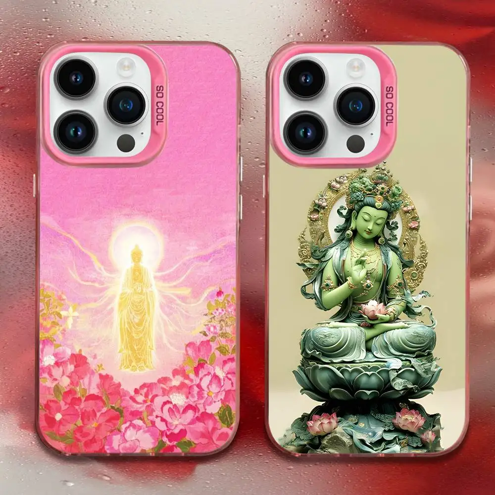 

Chinese Buddhist Traditional Guanyin Phone Case For iPhone 17,16,15,14,13,12,11,Mini,Pro,E,MAX Pink Candy Matte Shockproof Cover