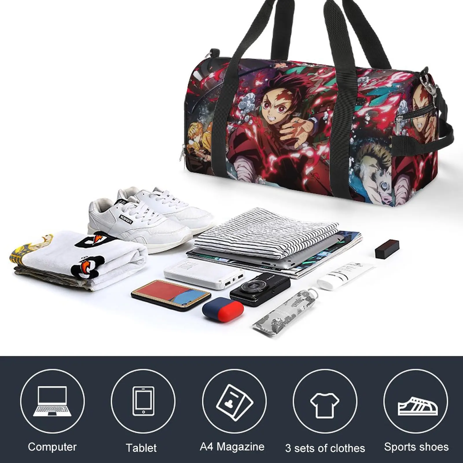 Sac de sport Anime Demon Slayer, sacs de sport de natation Nezuko, design de couple, grande capacité, sac de fitness vintage, sacs à main