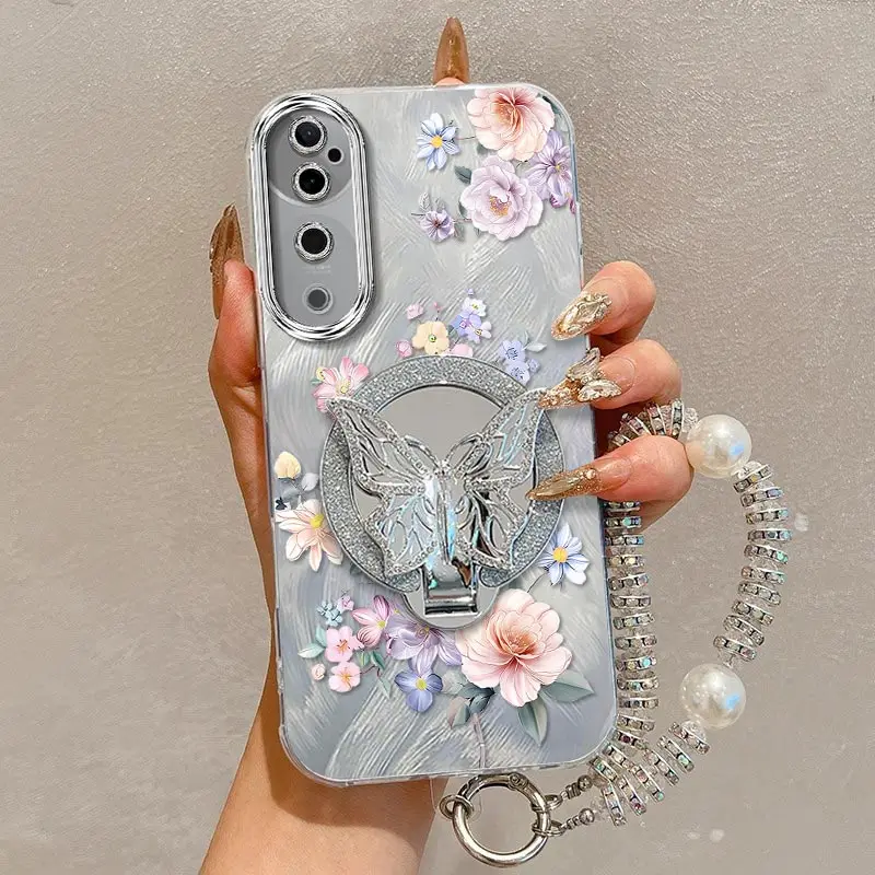 

Чехол-держатель для браслета V40 с изысканными цветами для Vivo V40 V30E Y20T Y20S Y20i Y17S Y20 Y17 Y20G Y20A Y15A Y15 Y15S