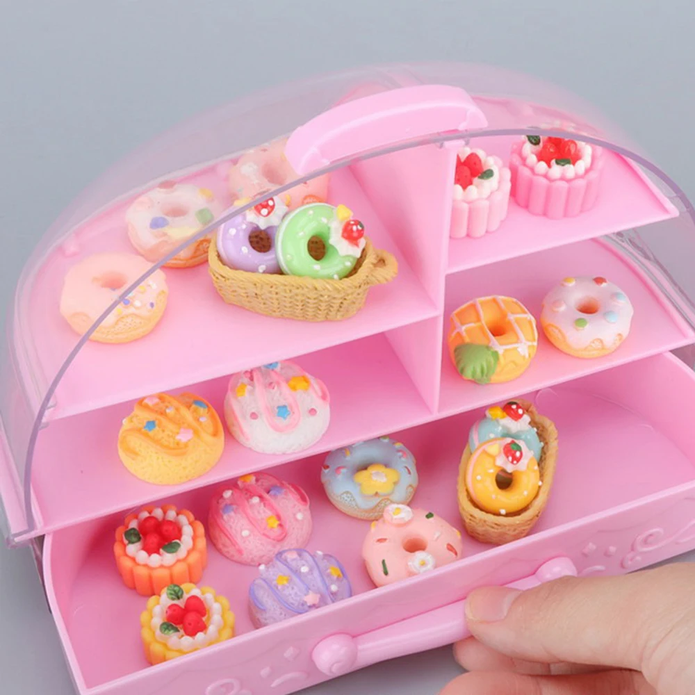 

30PCS Dollhouse Miniature Cake Store Dessert Cabinet Decoration 1:12 Scale Furniture Mini Food Stand Display Model Kitchen Toy