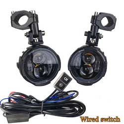 Pair 100W Motorcycle Headlight Fog Lights Led Auxiliary Driving Light Spotlight Headlamp Dual Color Flasher Farol Moto Fog Lamp.