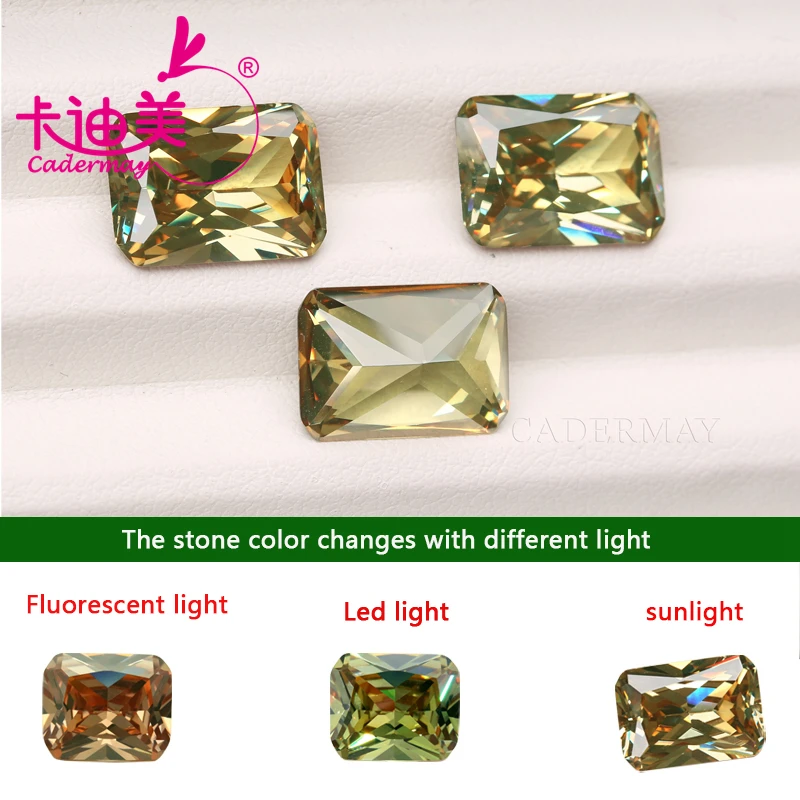 

CADERMAY Octagon Shape Color Change Synthetic Zircon Diaspore Zultanite Loose Stone Turkish Beads For Jewelry Making