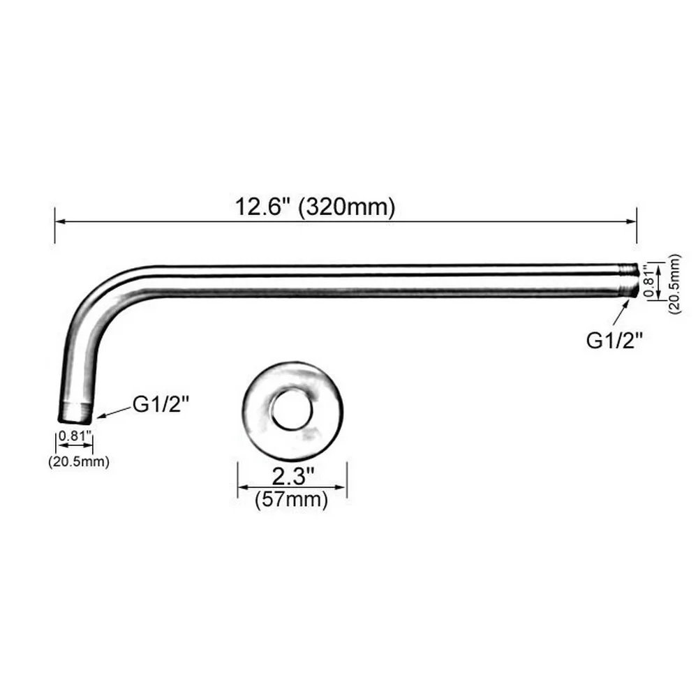 Golden, Chrome, Black, Antique Shower Head Extension Pipe Wall Arm Shower Arm Bathroom Accessory (Standard 1/2