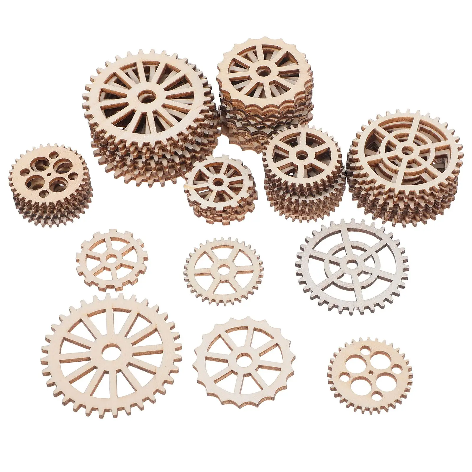 

50 Pcs Wooden Gear Pendant Home Decor Décor Products Outdoor Bedroom Aesthetic Cute