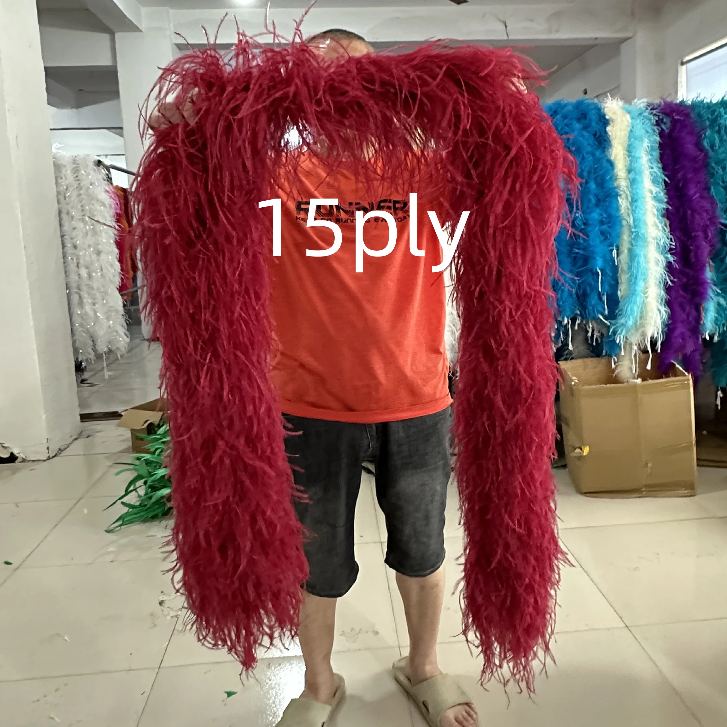 

15ply 20ply 30ply Thick Ostrich Feathers Boa 1&2M Ostrich Boa Fluffy Feather Trim for Clothig Wedding Dress Decor plumas Shawl