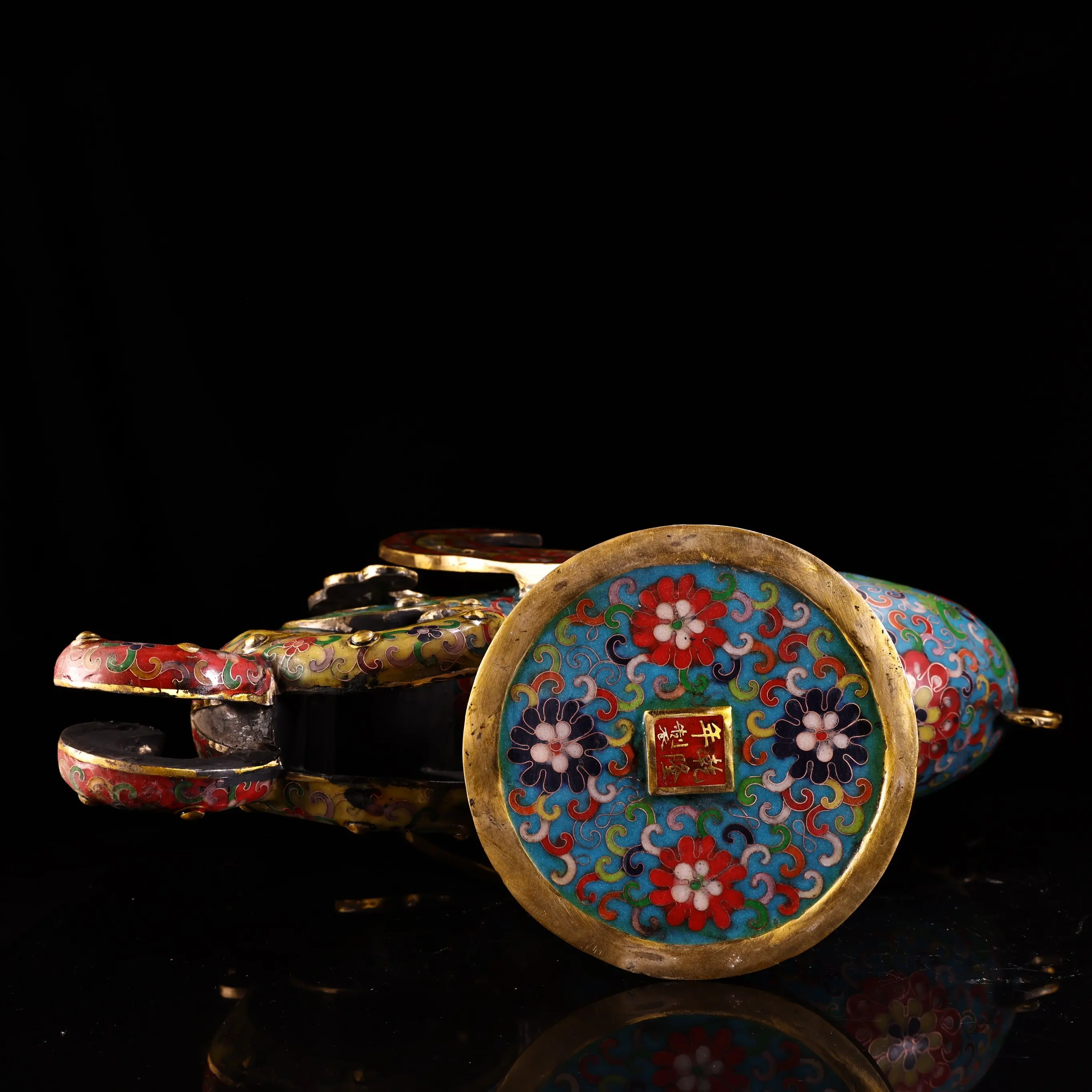 

23"Xizang Folk Collection Old Bronze Cloisonne Enamel Floral Pattern Phoenix Statue Lucky Eight Treasures Incense Burner