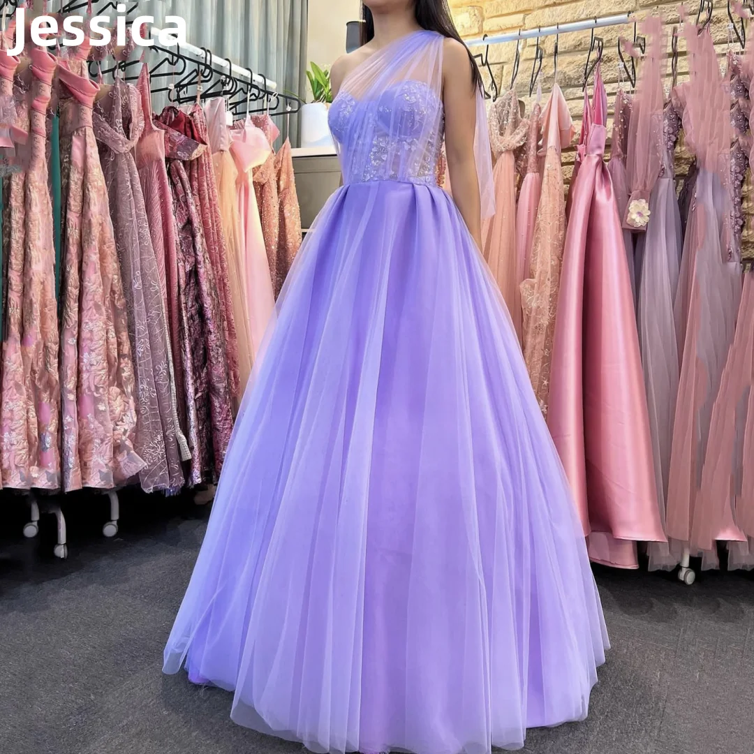 

Jessica Lavender Purple Prom Dresses Glitter Beaded Bride Wedding Dress A-shaped Evening Dresses Party Dress 2024Robes De Soirée