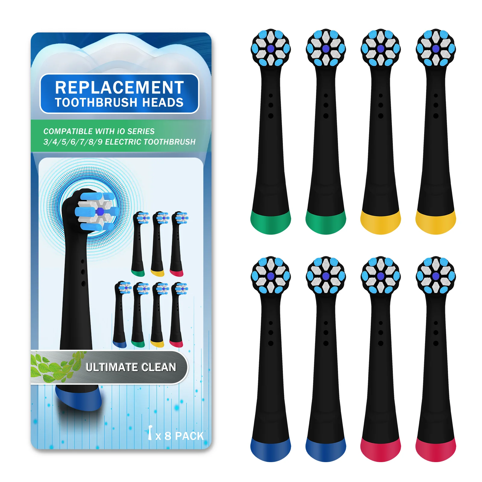 8 Pack Replacement Toothbrush Heads Compatible with Oral-B iO 3/4/5/6/7/8/9 Series Ultimate Clean Electric Toothbrush