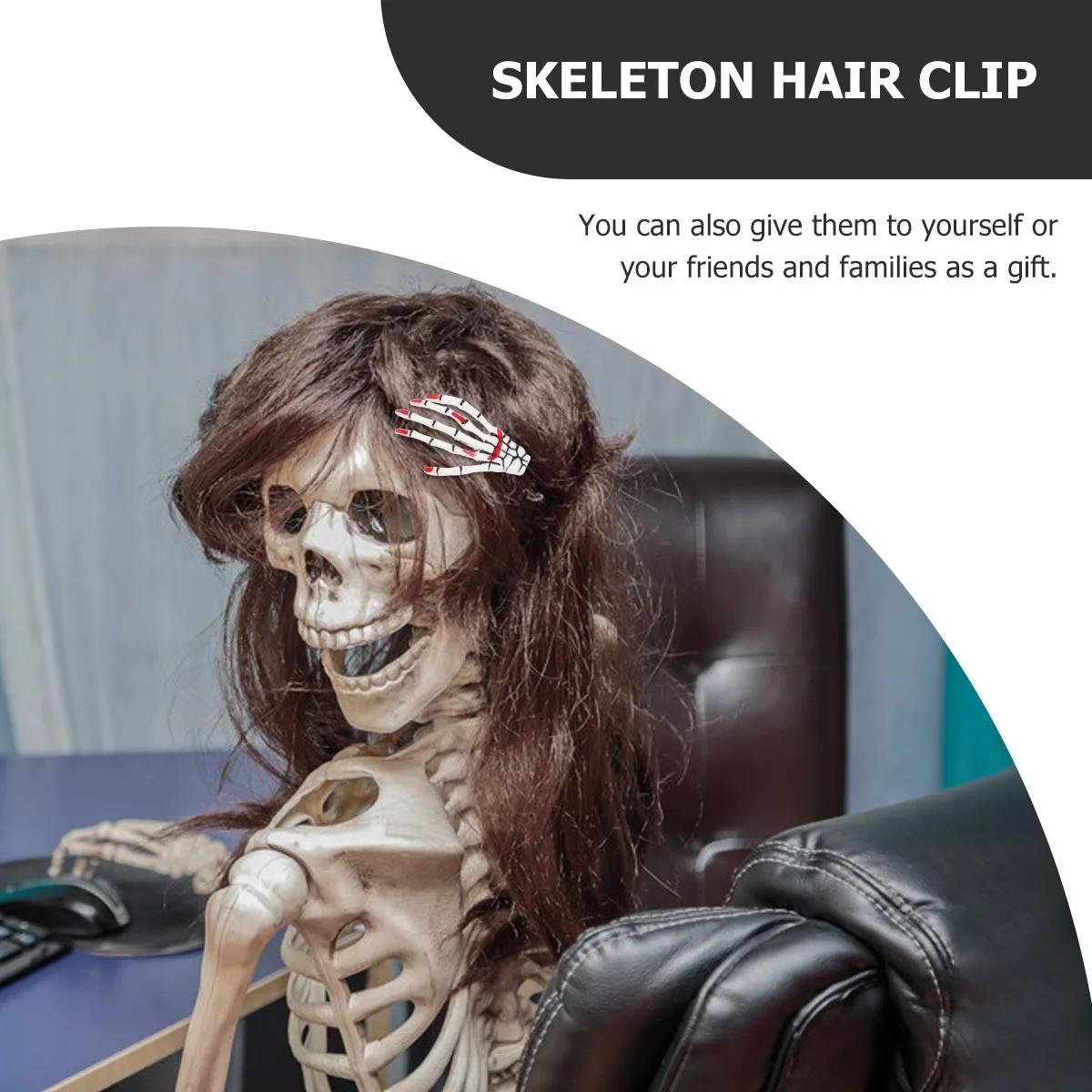 

20 Pcs Hand Hair Clip Women Hairpin Halloween Barrettes Bun Bone Plastic Skull Shape Headdress Women's