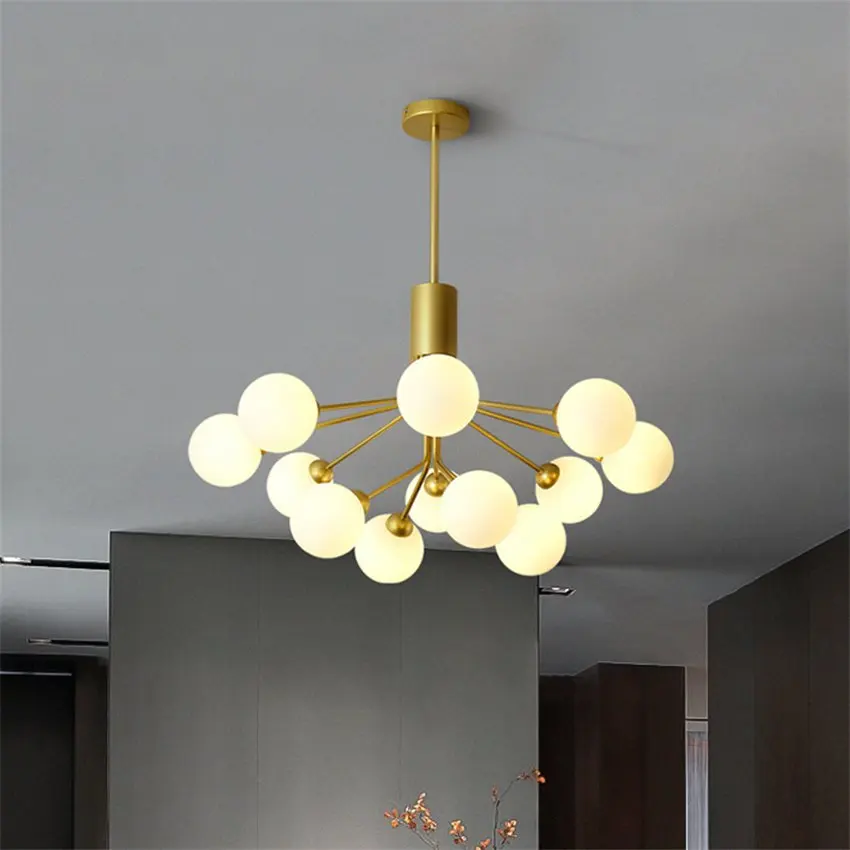 Nordic modern glass ball chandeliers lights living room dining room lamp magic bean flower branch luxury bedroom hanging lights