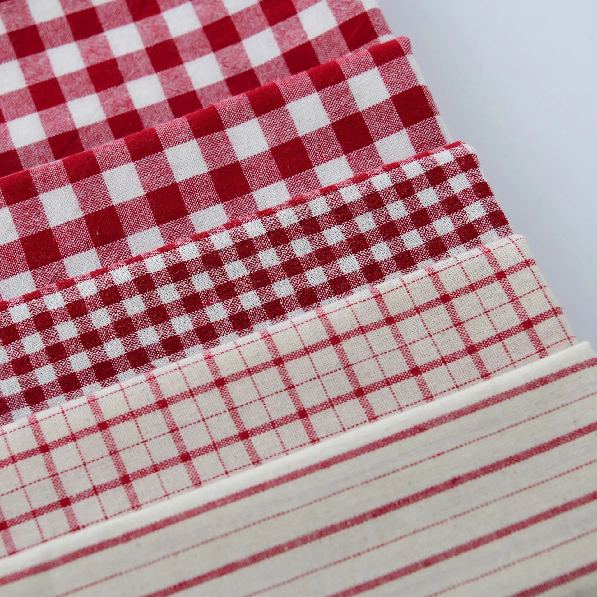140x50cm Vintage Blue Linen Look Checkered Stripe Fabric for Bags Tablecloth Skirt Hair Accessories Sewing Cloth