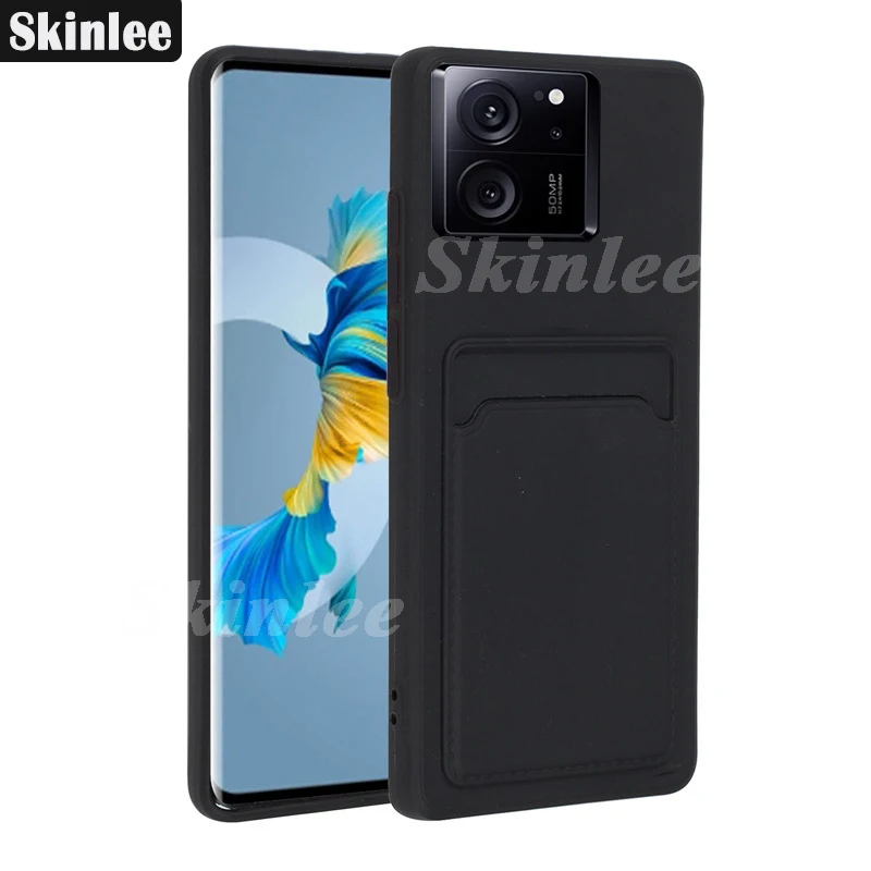 Skinlee For Xiaomi 13T Pro Case Insertable Card Bag Silicone Shockproof Cover For Xiaomi 13T Back Coque