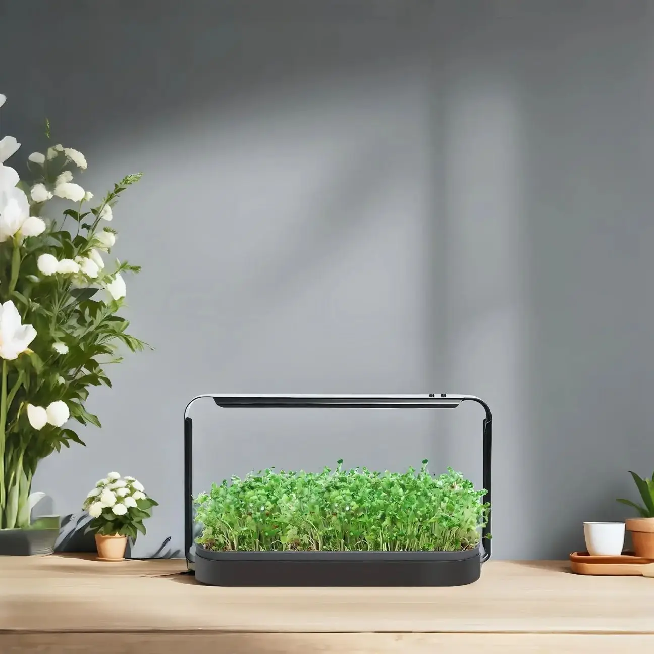 

Hydroponic Seedling Tray with LED Full Spectrum Grow Light for Indoor Growth, Microgreens, Herbs, Vegetables, Seed Starting