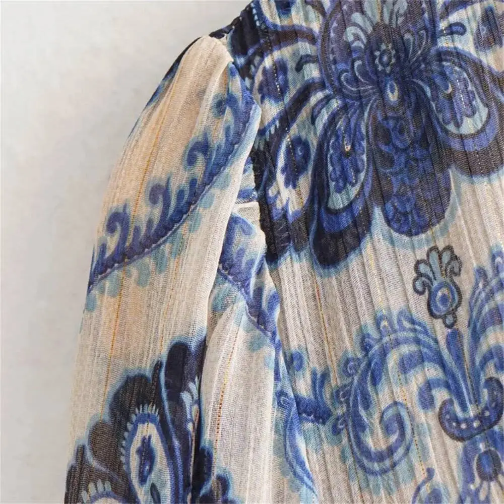 فستان نسائي ربيعي/صيف جديد على الموضة الأوروبية والأمريكية فستان مطبوع بخط معدني ملون #6