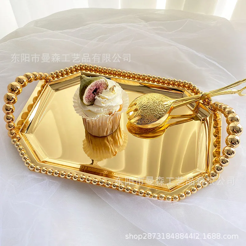Wholesale cross-border ins light luxury European creative metal fruit tray living room pastry tray silver dessert snack tea tray