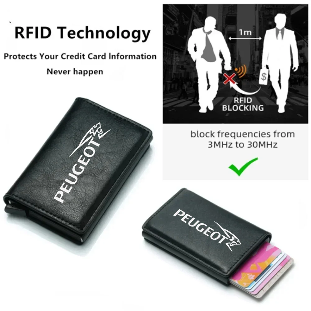 Rfid Credit Card Holder Men Wallets Bank Cardholder Leather Wallets For Peugeot 206 207 307 3008 2008 308 408 508 301 3007 3008